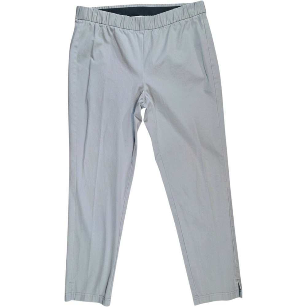 Eileen Fisher Women SP Ankle Pants Gray Organic Cotton Stretch Elastic Waist